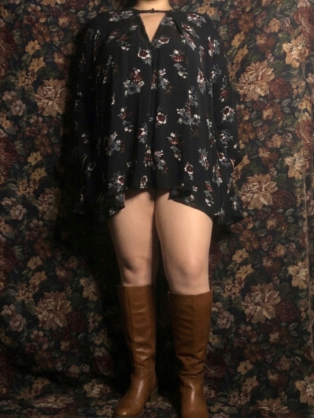 Free People Floral Embroidered Tunic / Mini Dress - L